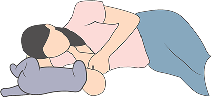 وضعيات الرضاعة الطبيعية: (وضعية الاستلقاء المعكوس inverted side-lying)